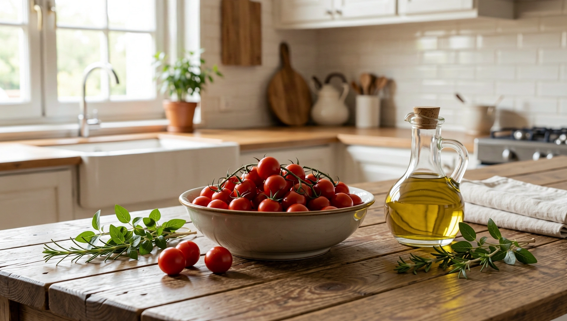 Interno cucina mediterranea luminosa